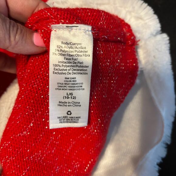 Holiday Time Girl Red White Santa Christmas Dress 10/12 - Picture 6 of 6